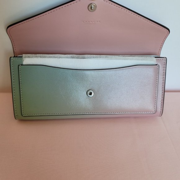 COACH Wyn Envelope Ombre Soft Smooth Leather Wallet- Pale Pistachio Multi ⭐ - Picture 12 of 16